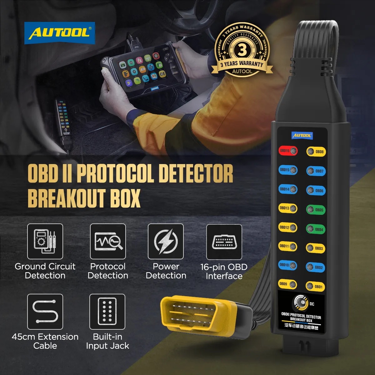 OBD2 Automotive Diagnostic Protocol Detector BreakOut Box